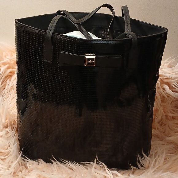 🔥SALE! ♠️ Kate Spade Salinas Court Large black sequined tote - Picture 1 of 12